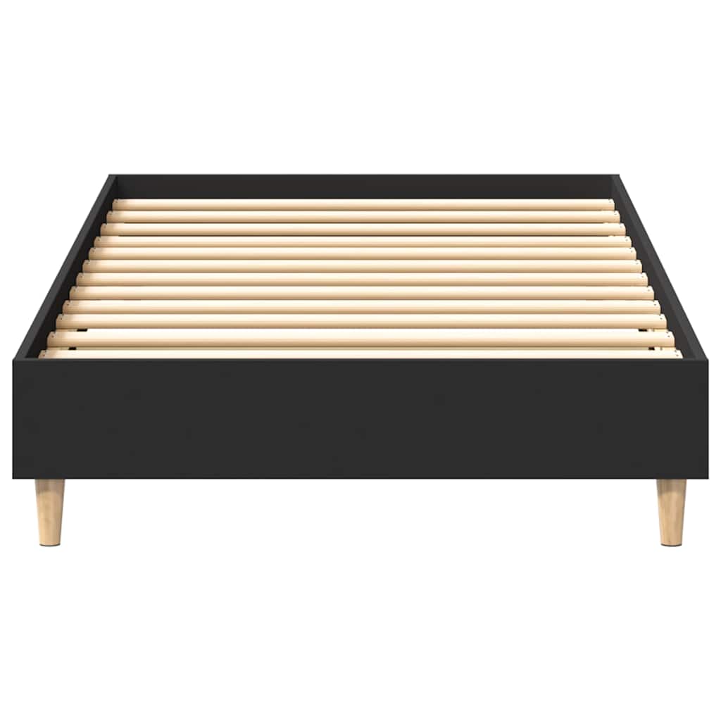 fekete szerelt fa ágykeret matrac nélkül 75 x 190 cm