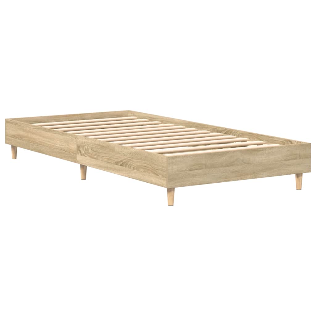 sonoma tölgy színű szerelt fa ágykeret matrac nélkül 75x190 cm