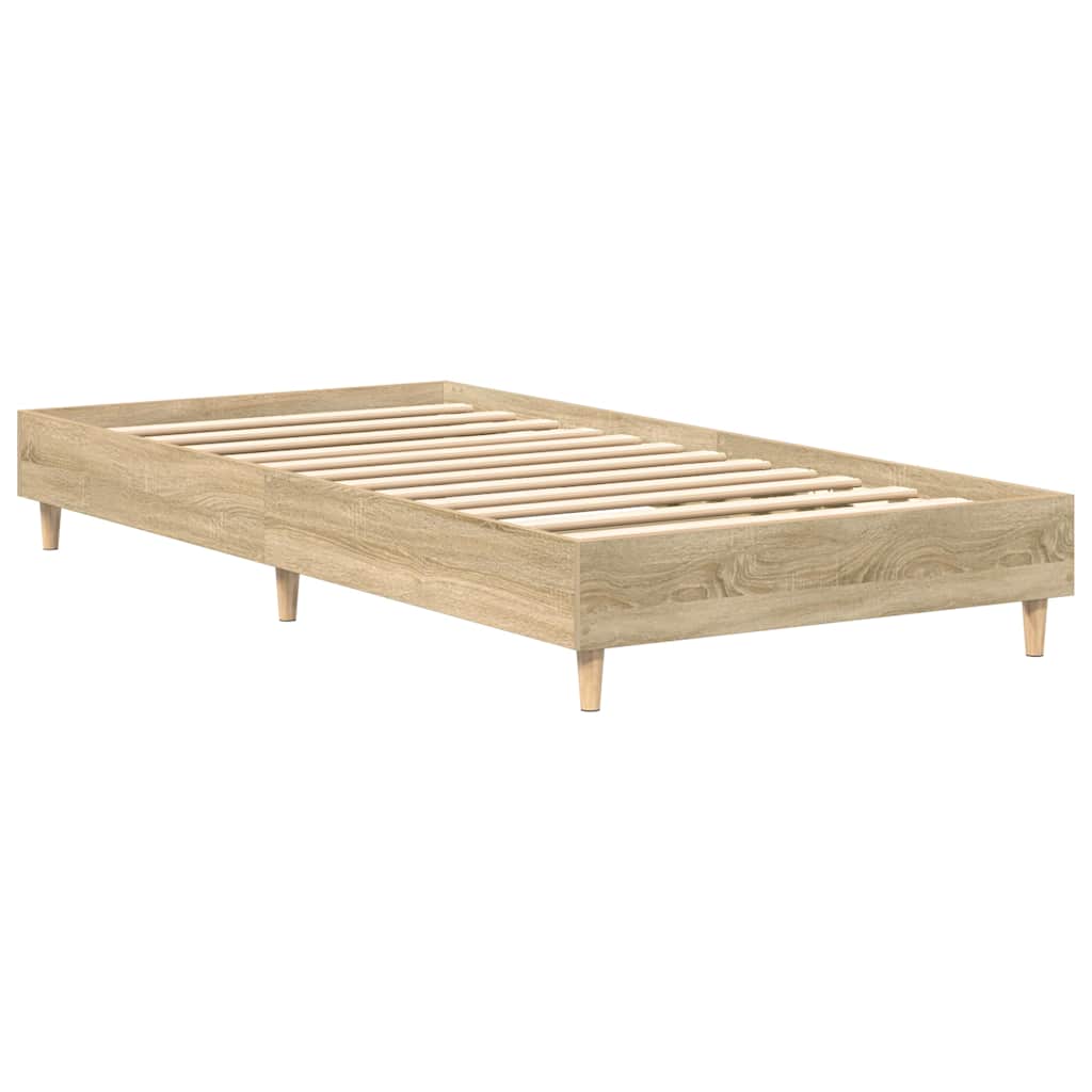 sonoma tölgy színű szerelt fa ágykeret matrac nélkül 75x190 cm