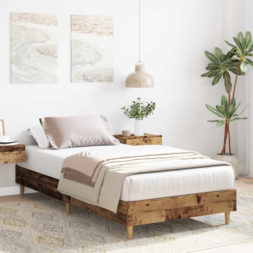 antik fa szerelt fa ágykeret matrac nélkül 75x190 cm
