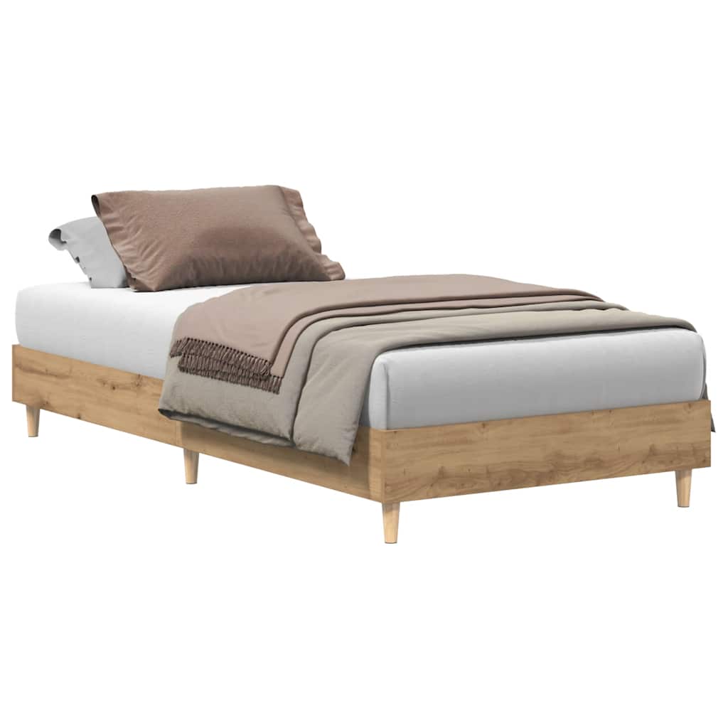 kézműves tölgy szerelt fa ágykeret matrac nélkül 75x190 cm