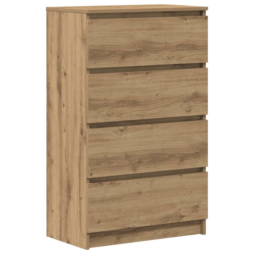 kézműves tölgy színű szerelt fa tálalószekrény 60x35x98,5 cm