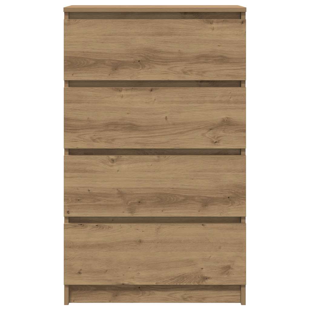 kézműves tölgy színű szerelt fa tálalószekrény 60x35x98,5 cm