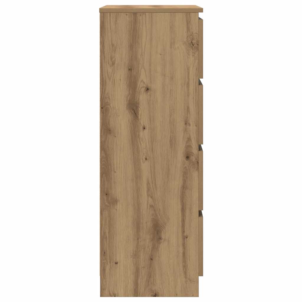 kézműves tölgy színű szerelt fa tálalószekrény 60x35x98,5 cm