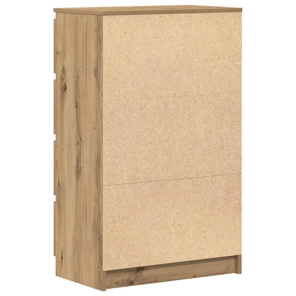 kézműves tölgy színű szerelt fa tálalószekrény 60x35x98,5 cm