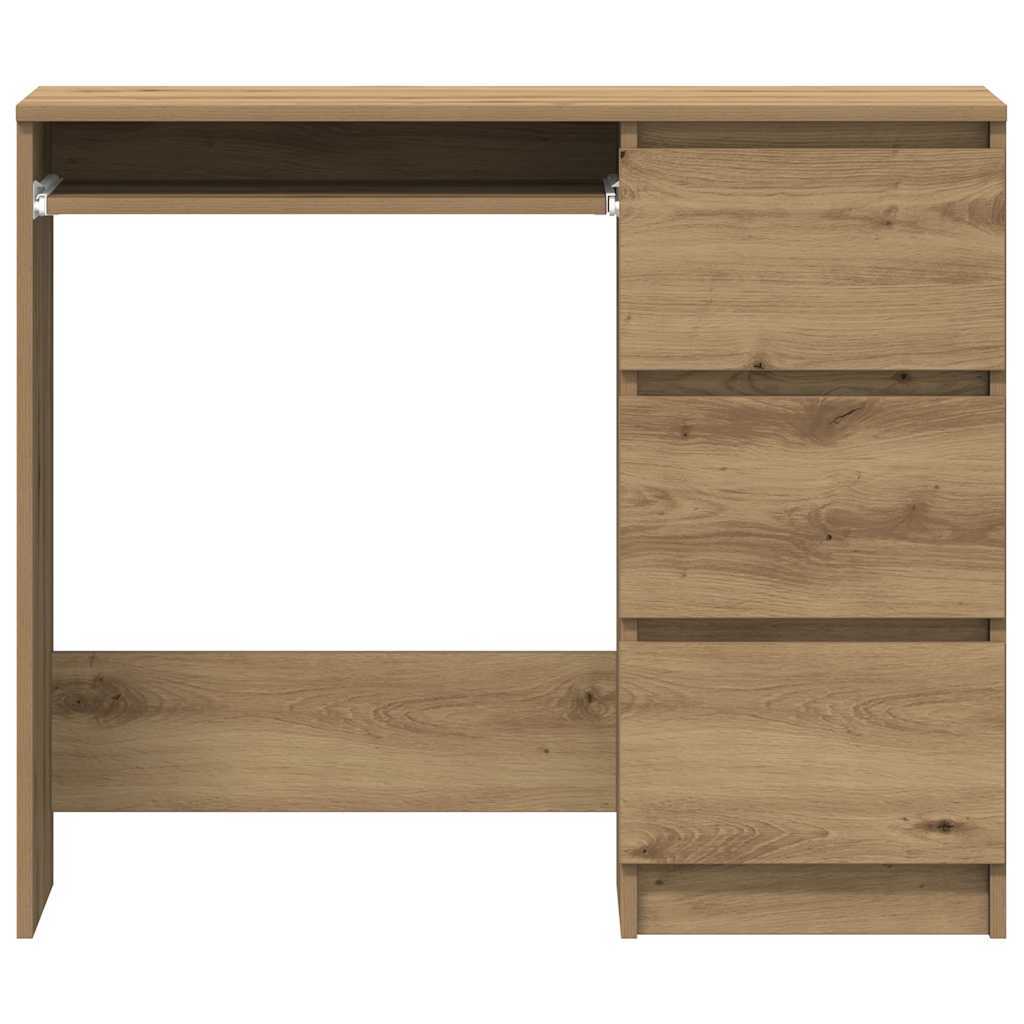 kézműves tölgy színű szerelt fa íróasztal 90x45x76 cm
