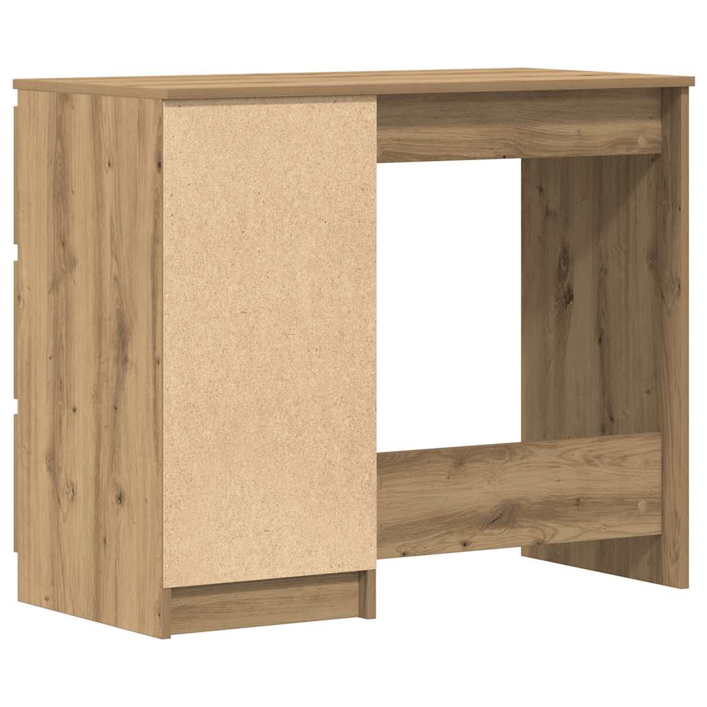 kézműves tölgy színű szerelt fa íróasztal 90x45x76 cm