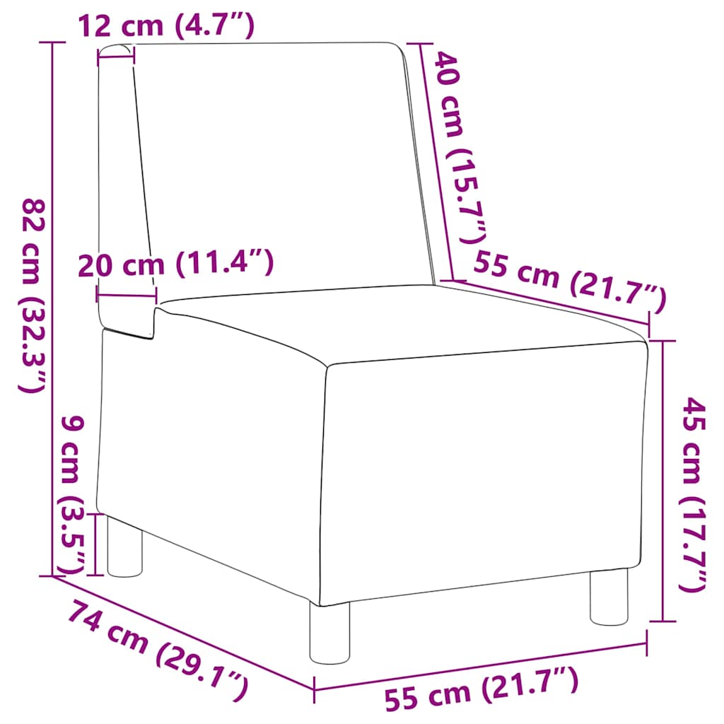 moduláris kanapéegység karfa nélkül, fekete, szövetből készült, 55 cm