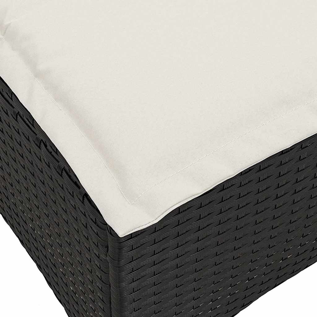 3 részes fekete polyrattan kerti ülőgarnitúra párnával L-alakú