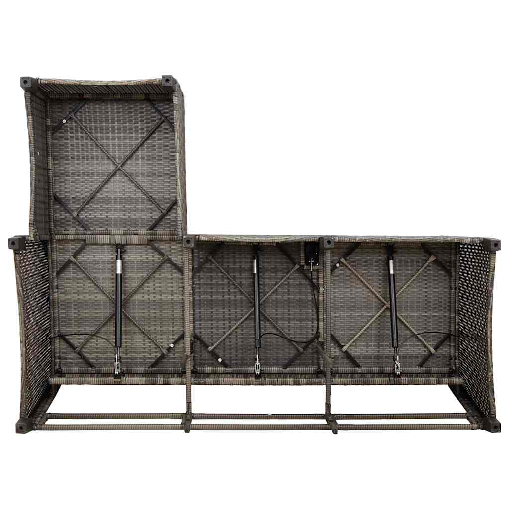 3 részes szürke polyrattan kerti ülőgarnitúra párnákkal L-alakú
