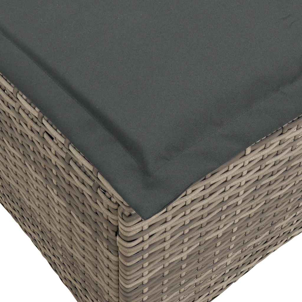 3 részes szürke polyrattan kerti ülőgarnitúra párnákkal L-alakú