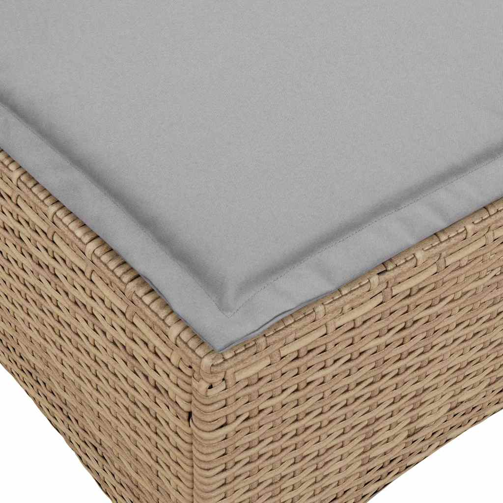 3 részes bézs polyrattan kerti ülőgarnitúra párnákkal L-alakú