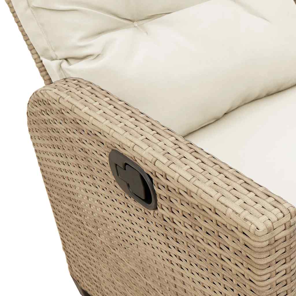 3 részes bézs polyrattan kerti ülőgarnitúra párnákkal L-alakú