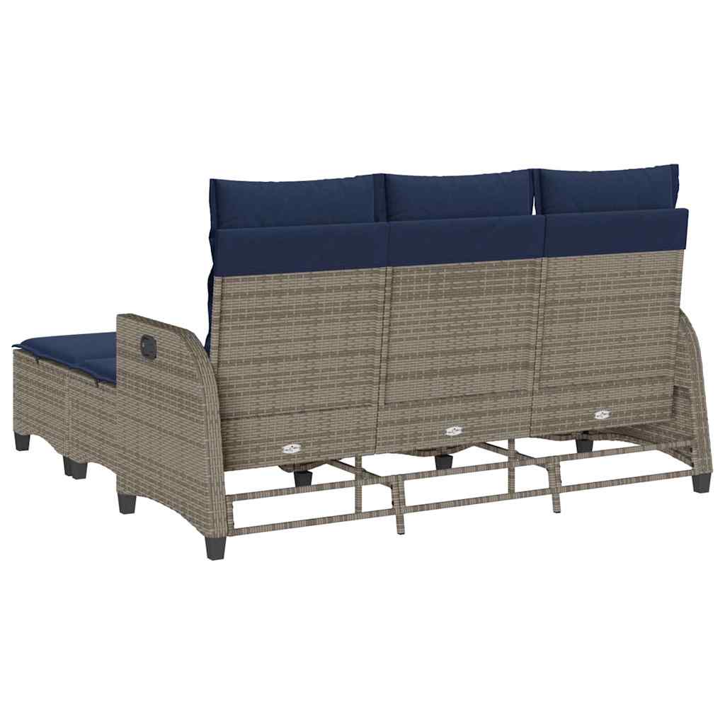 3 részes szürke polyrattan kerti ülőgarnitúra párnákkal L-alakú