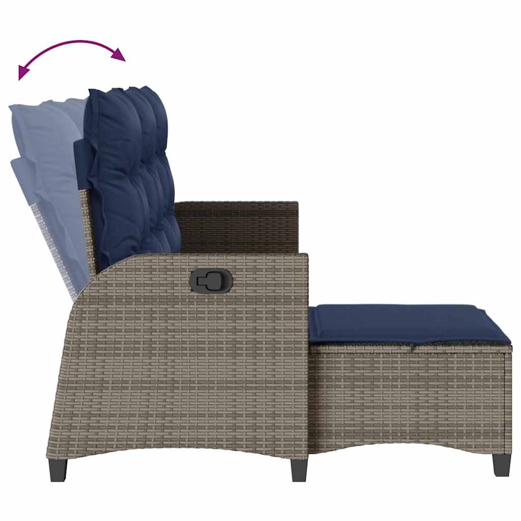 3 részes szürke polyrattan kerti ülőgarnitúra párnákkal L-alakú