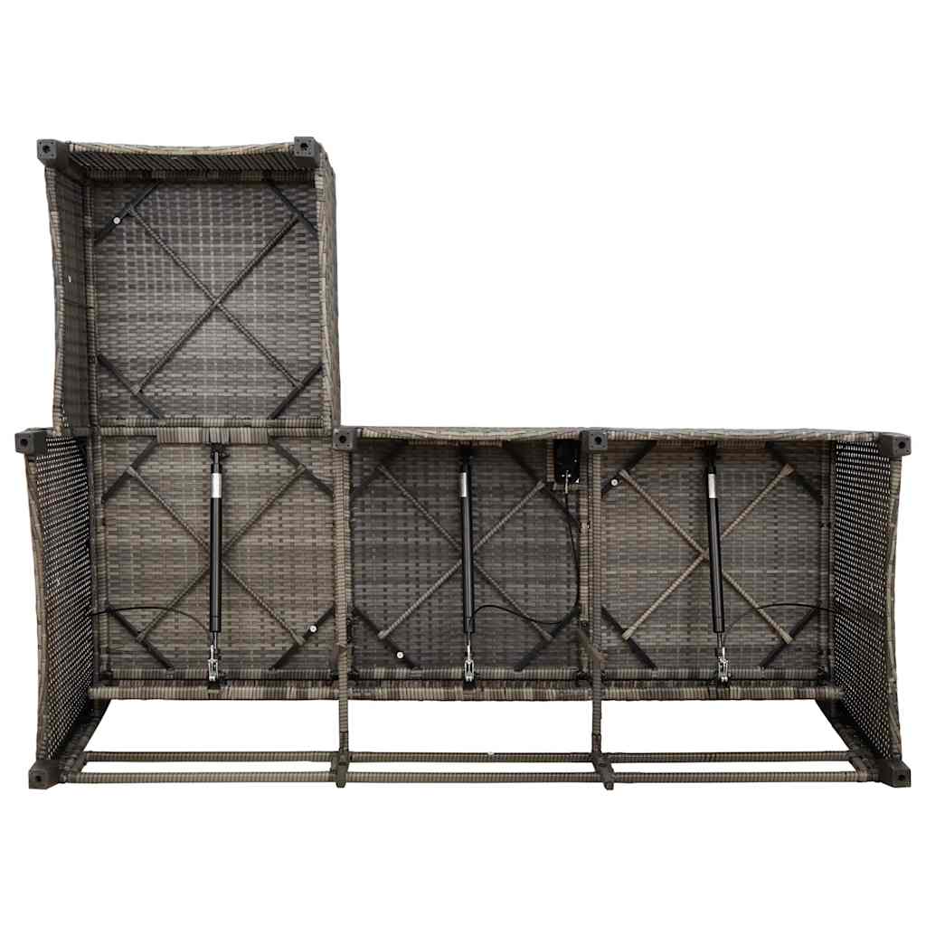 3 részes szürke polyrattan kerti ülőgarnitúra párnákkal L-alakú