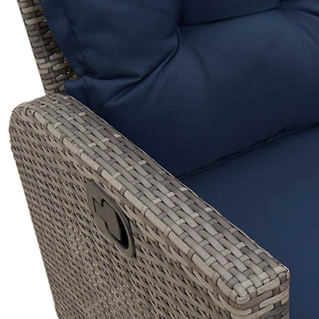 3 részes szürke polyrattan kerti ülőgarnitúra párnákkal L-alakú