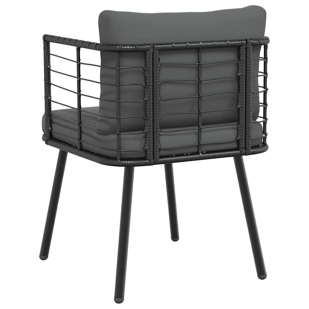 2 db fekete polyrattan kerti szék párnával