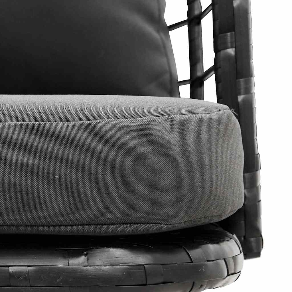2 db fekete polyrattan kerti szék párnával