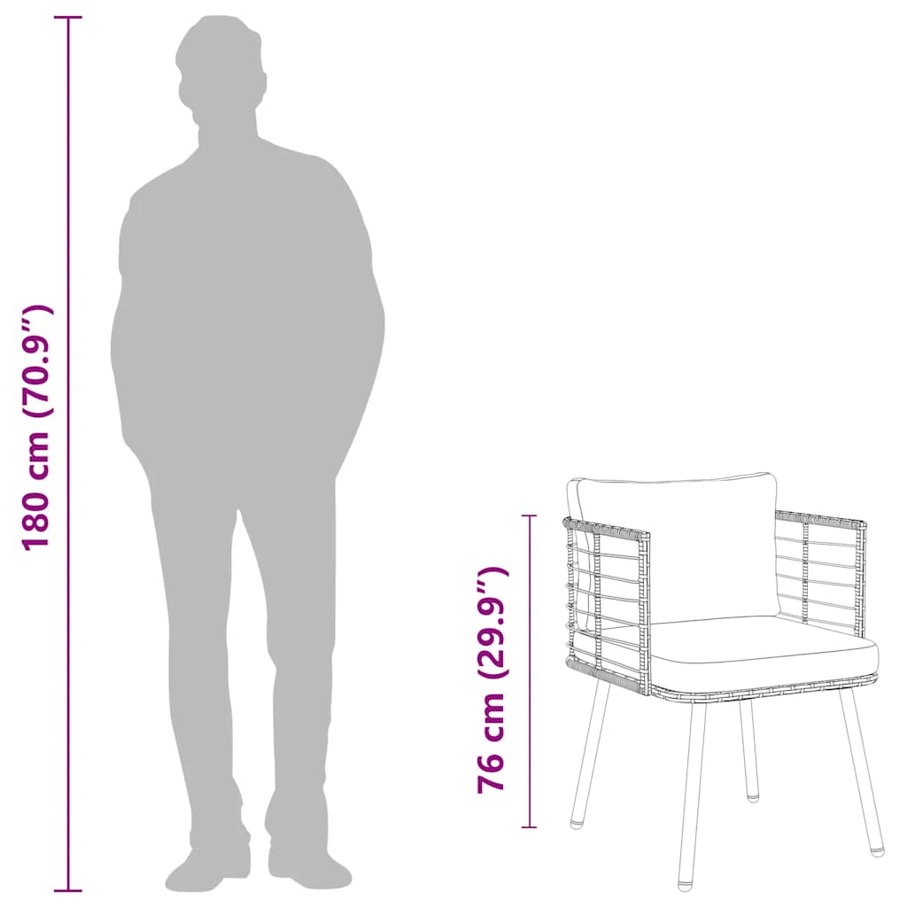 2 db természetes polyrattan kerti szék párnákkal