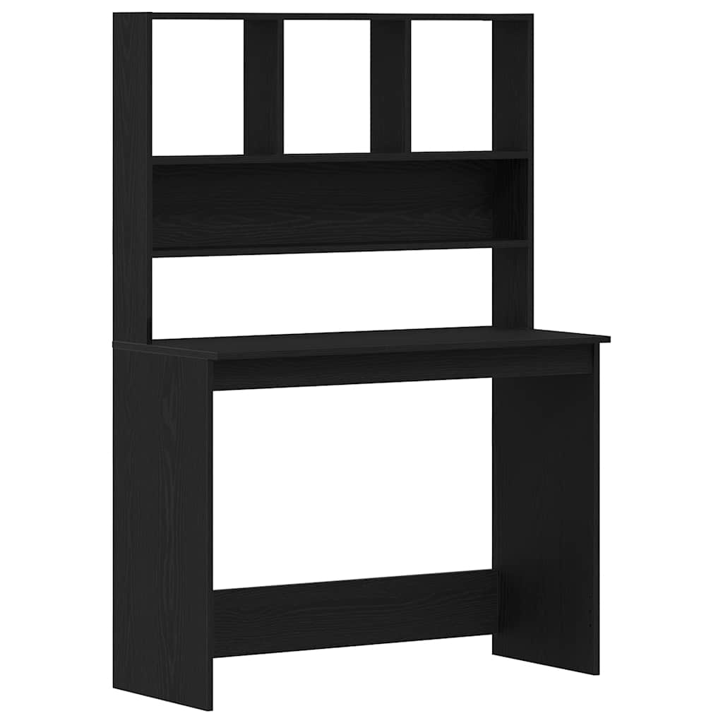 fekete tölgy szerelt fa íróasztal polcokkal 102 x 45 x 148 cm
