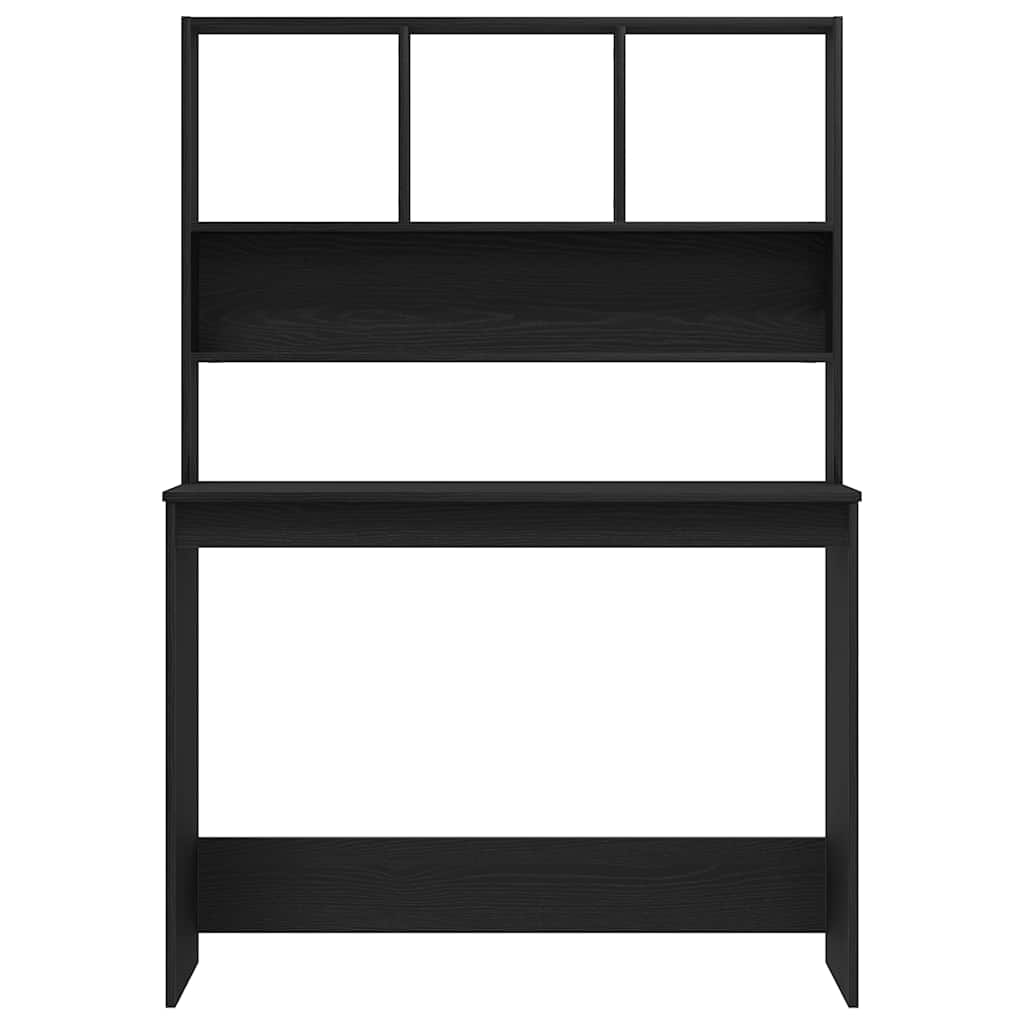 fekete tölgy szerelt fa íróasztal polcokkal 102 x 45 x 148 cm