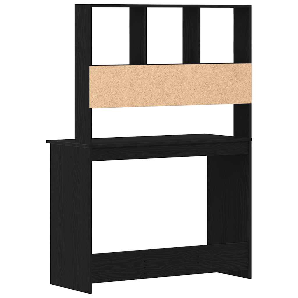 fekete tölgy szerelt fa íróasztal polcokkal 102 x 45 x 148 cm
