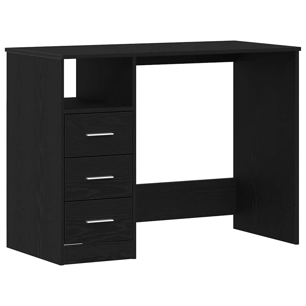 fekete tölgy szerelt fa íróasztal fiókokkal 102 x 50 x 76 cm