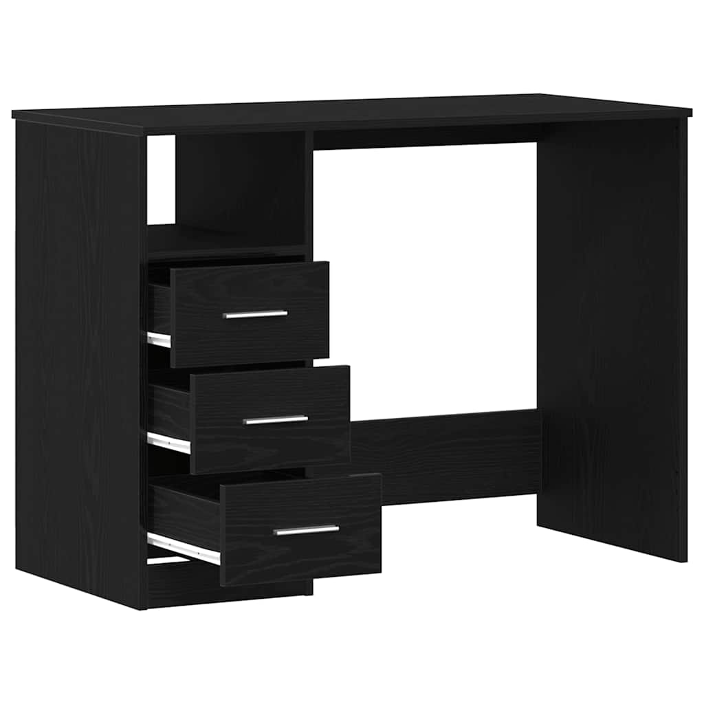 fekete tölgy szerelt fa íróasztal fiókokkal 102 x 50 x 76 cm