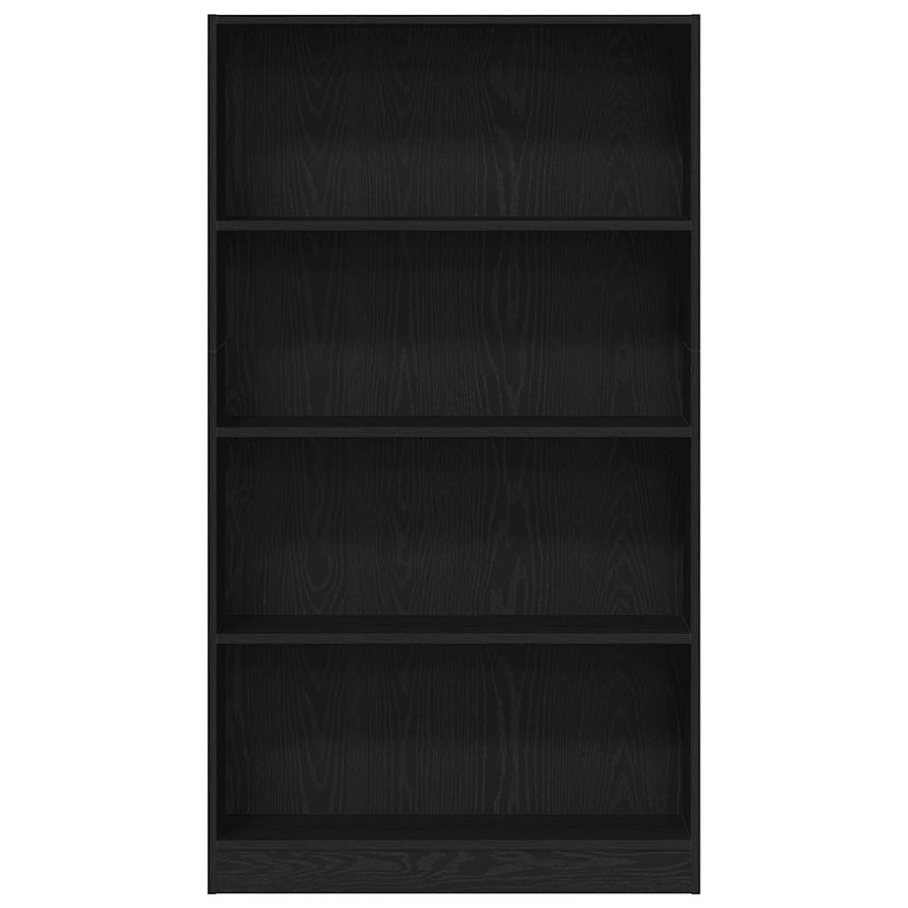 4 szintes fekete tölgy szerelt fa könyvespolc 80x24x143 cm
