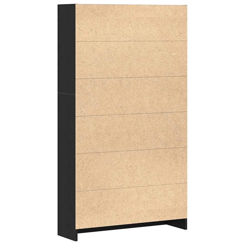 4 szintes fekete tölgy szerelt fa könyvespolc 80x24x143 cm