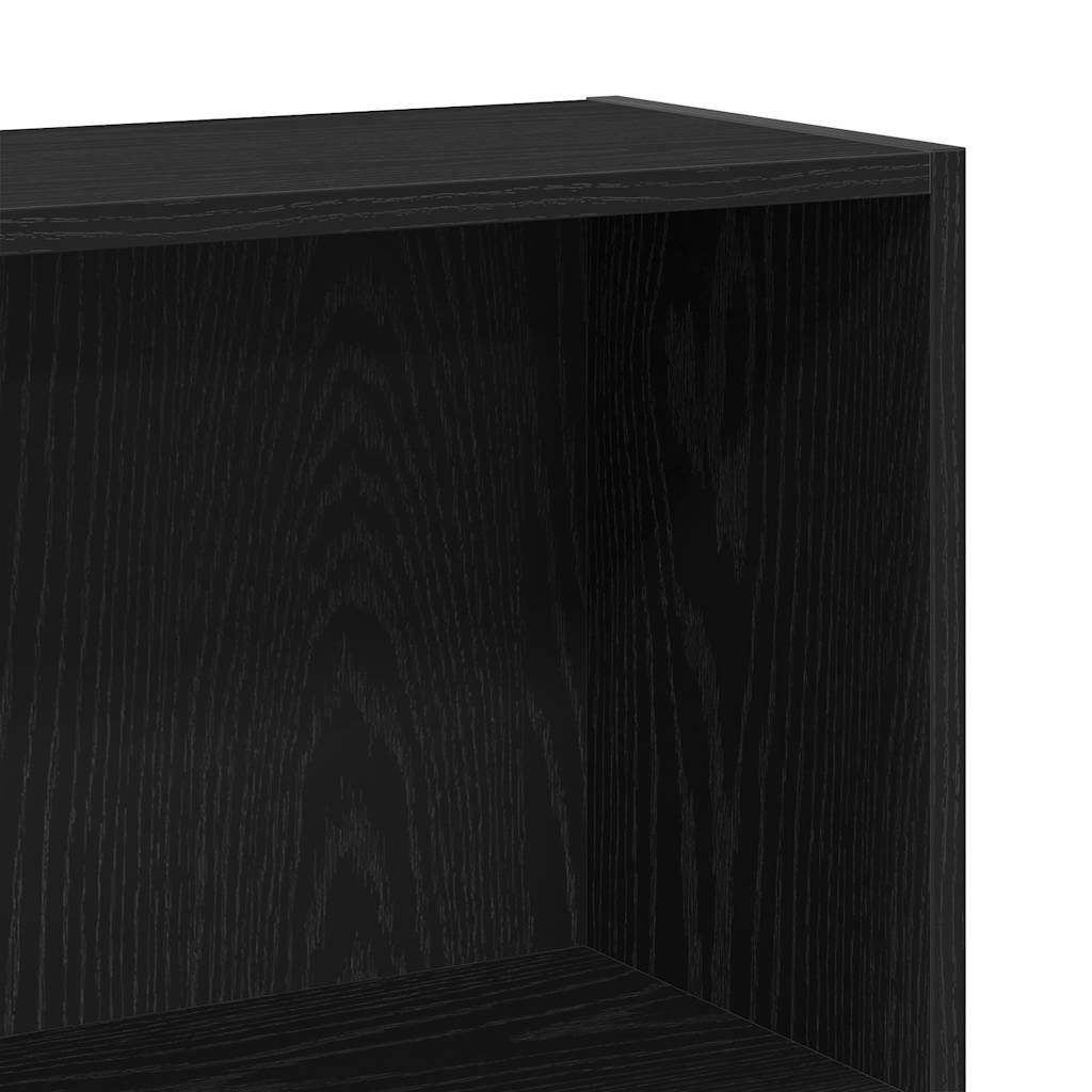 4 szintes fekete tölgy szerelt fa könyvespolc 80x24x143 cm