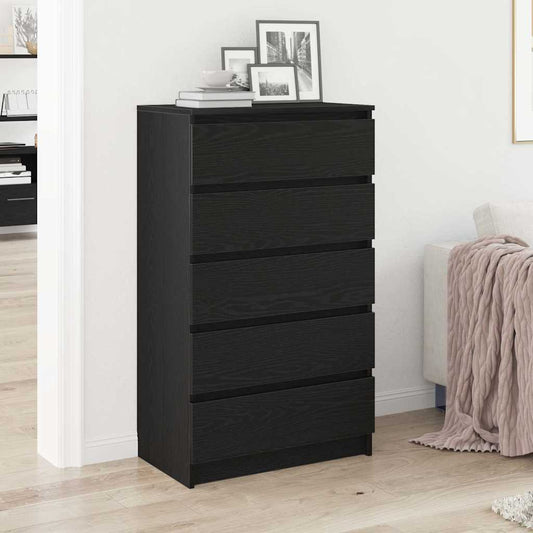 fekete tölgy szerelt fa fiókos szekrény 60 x 36 x 103 cm