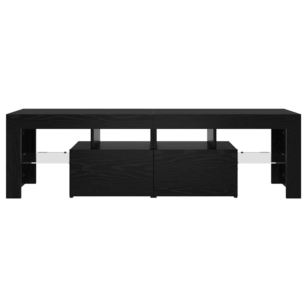 fekete tölgy szerelt fa TV-szekrény LED-ekkel 140x36,5x40 cm