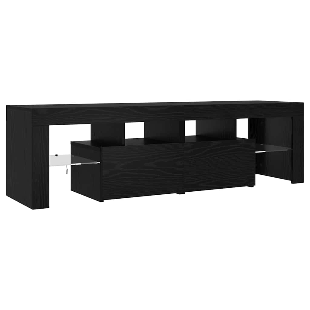 fekete tölgy szerelt fa TV-szekrény LED-ekkel 140x36,5x40 cm