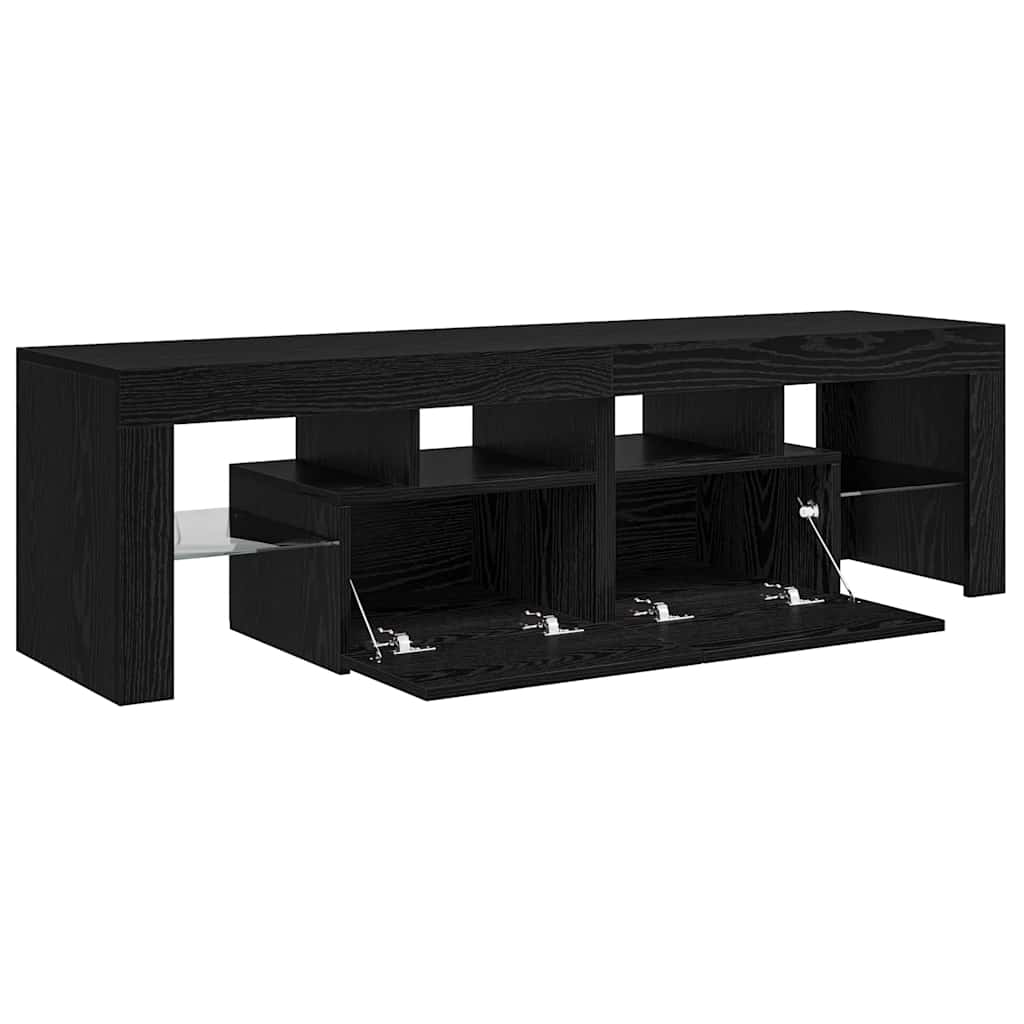 fekete tölgy szerelt fa TV-szekrény LED-ekkel 140x36,5x40 cm