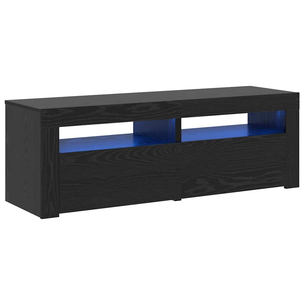 fekete tölgy szerelt fa TV-szekrény LED-ekkel 120x35x40 cm