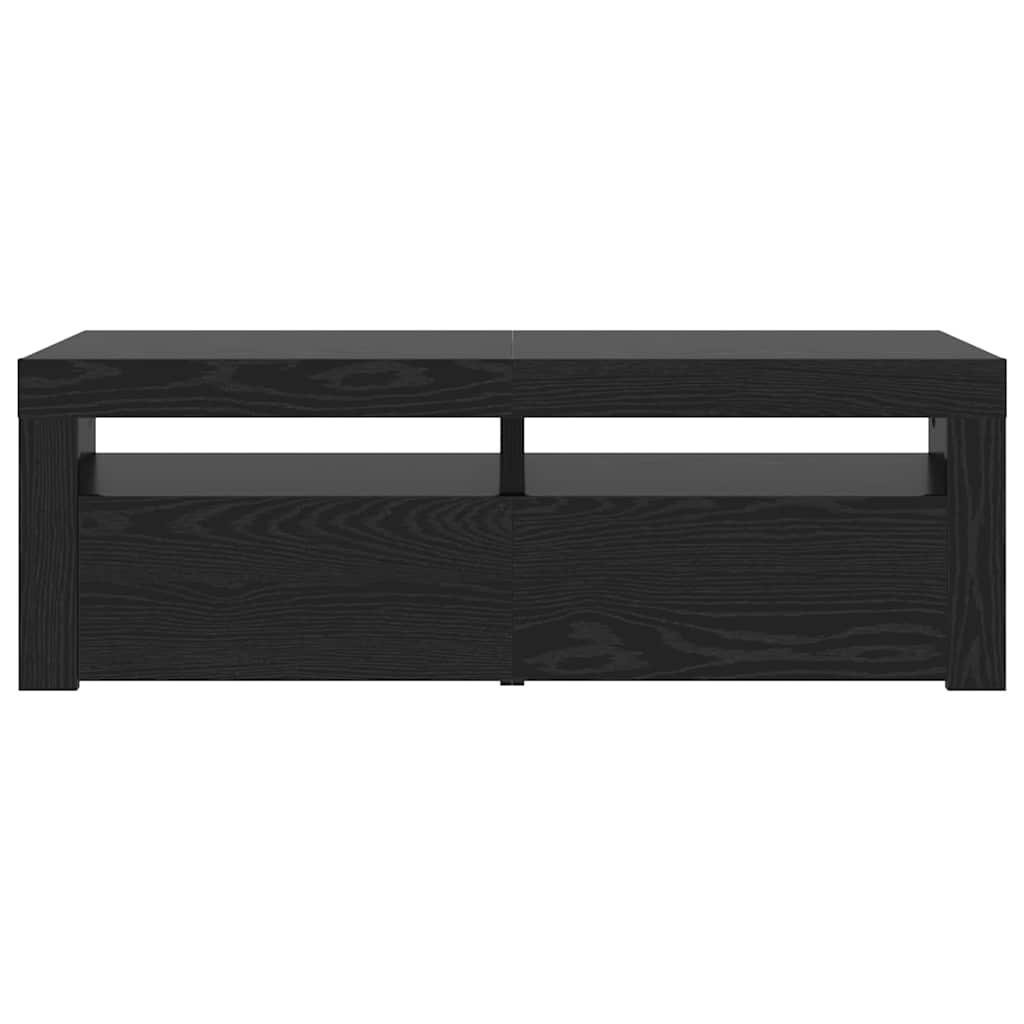 fekete tölgy szerelt fa TV-szekrény LED-ekkel 120x35x40 cm