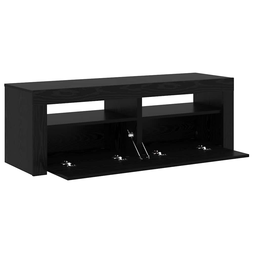 fekete tölgy szerelt fa TV-szekrény LED-ekkel 120x35x40 cm