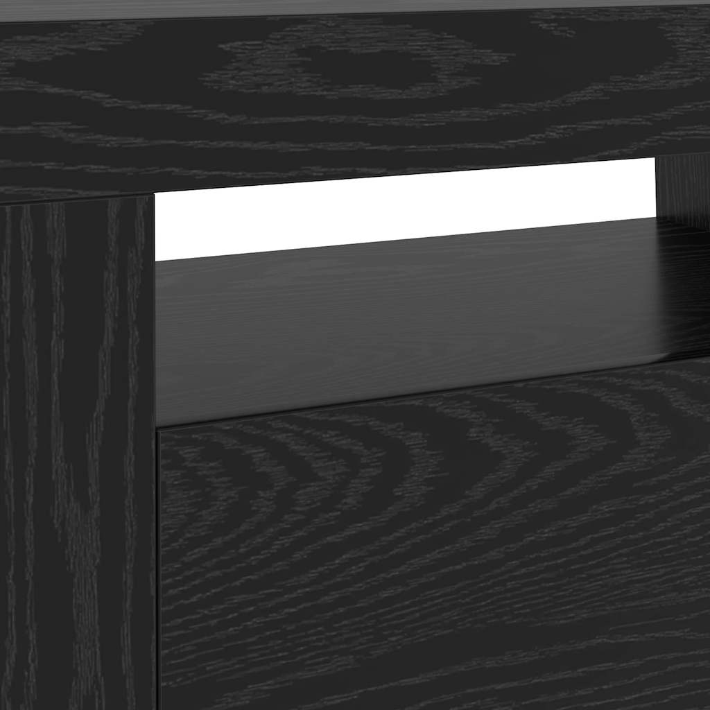 fekete tölgy szerelt fa TV-szekrény LED-ekkel 120x35x40 cm