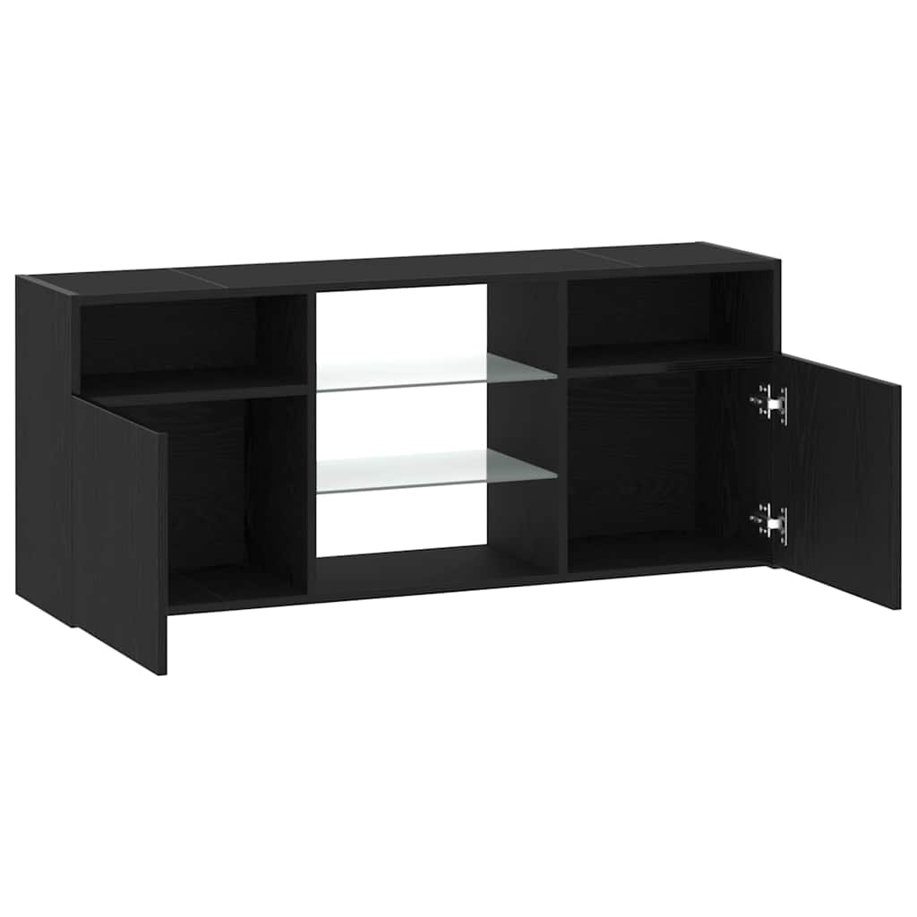 fekete tölgy szerelt fa TV-szekrény LED-ekkel 120x30x50 cm