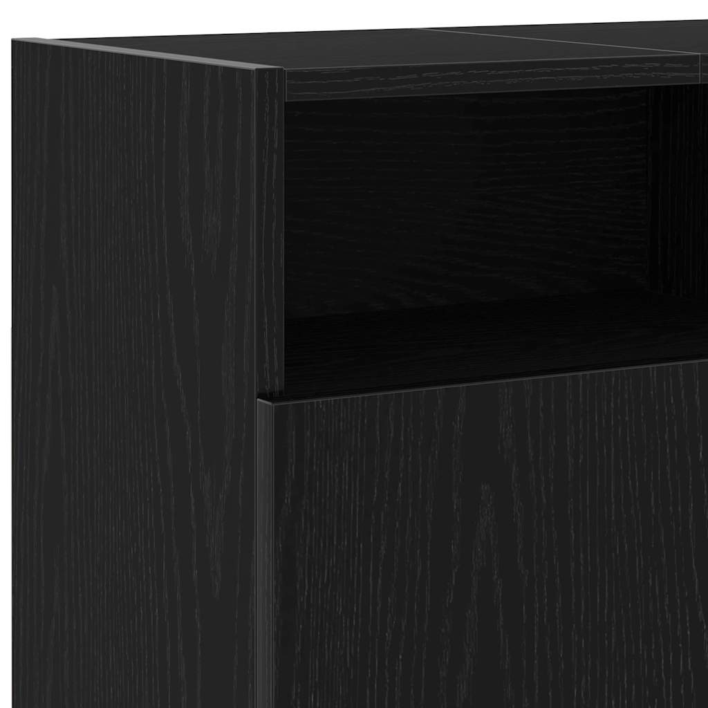 fekete tölgy szerelt fa TV-szekrény LED-ekkel 120x30x50 cm