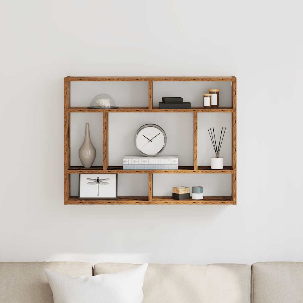 antik fa szerelt fa fali polc 75x16x55 cm
