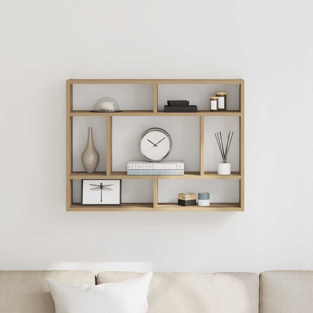 kézműves tölgy színű szerelt fa fali polc 75 x 16 x 55 cm