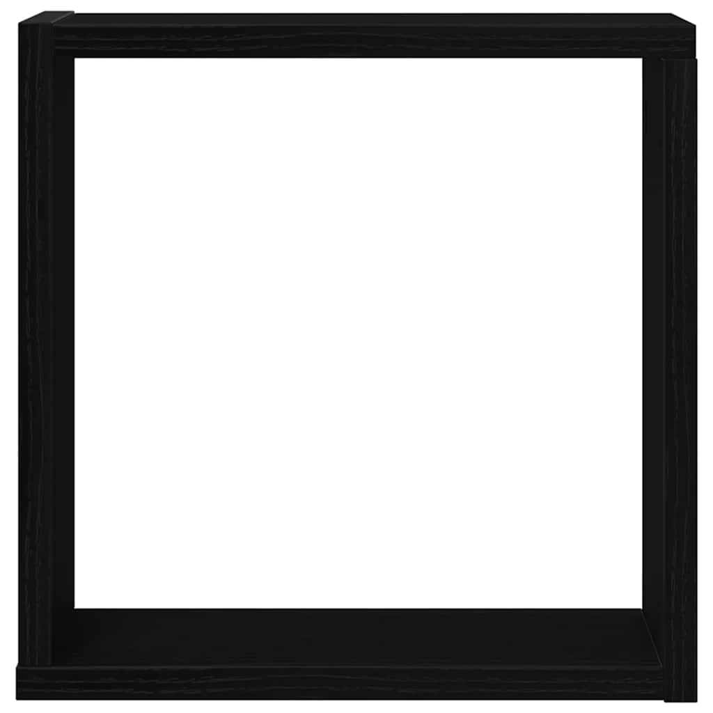 4 db fekete tölgyszínű szerelt fa fali kockapolc 30x15x30 cm