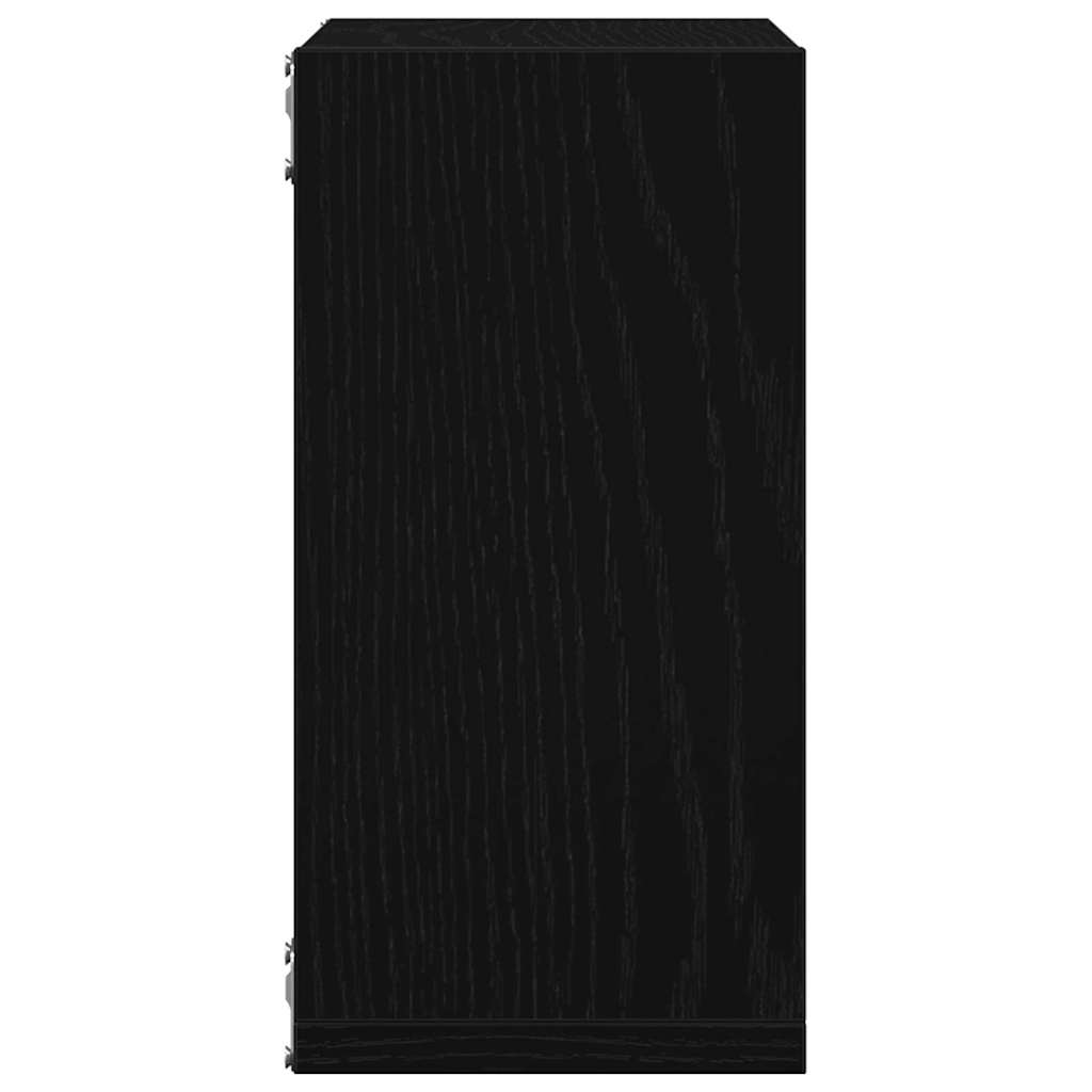4 db fekete tölgyszínű szerelt fa fali kockapolc 30x15x30 cm