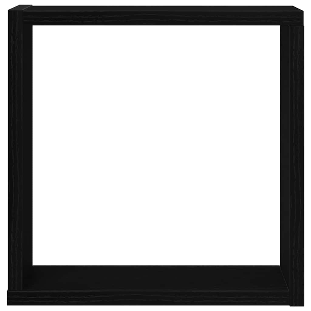 6 db fekete tölgyszínű szerelt fa fali kockapolc 30x15x30 cm