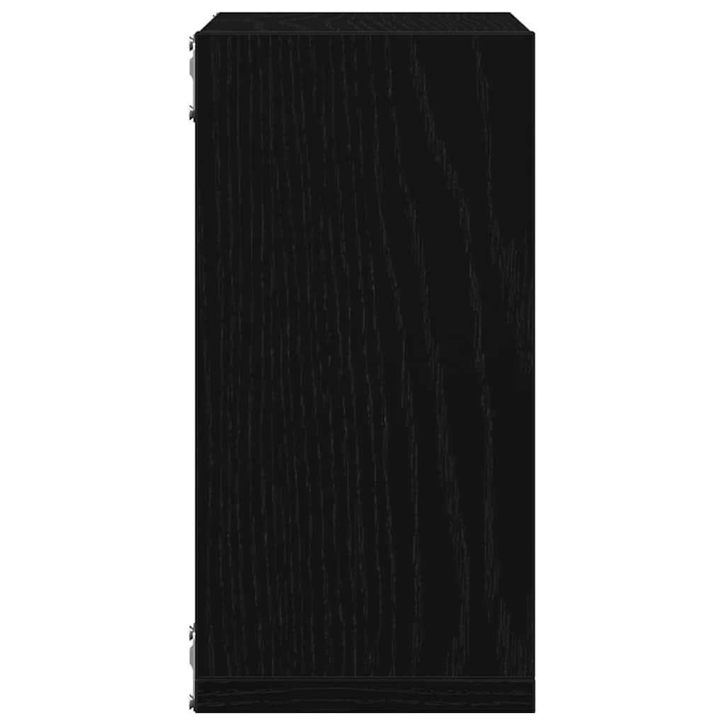 6 db fekete tölgyszínű szerelt fa fali kockapolc 30x15x30 cm