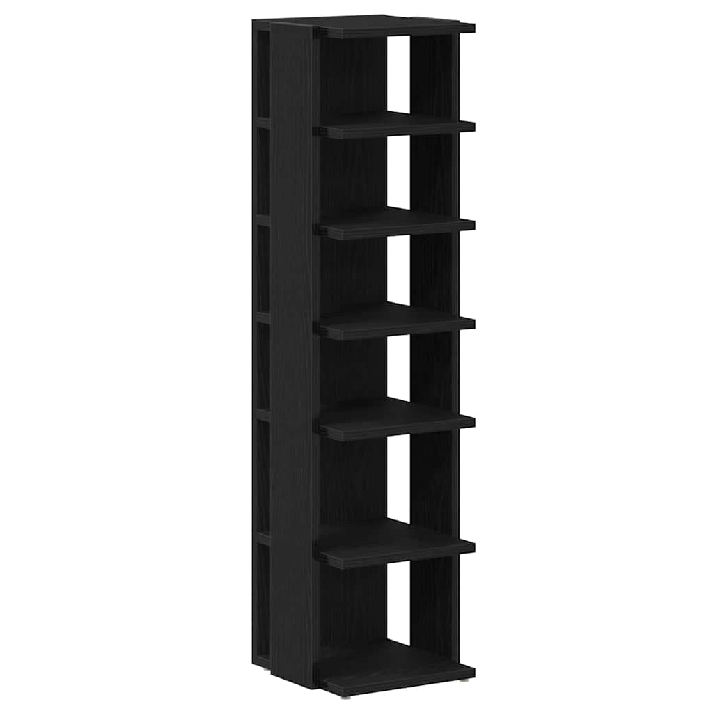 2 db fekete tölgy szerelt fa cipőszekrény 25x27x102 cm