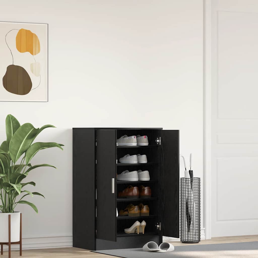 fekete tölgy szerelt fa cipőszekrény 60x35x92 cm